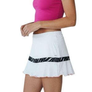 Denise Cronwall Skirt Skort White Lace/Black Pink Golf Tennis Pull On Sz M